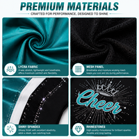 Setelan Pemanasan Cheerleading Ombre Kustom, Jaket Zip Up Lengan Panjang dan Celana, Logo Berhias Rhinestone, Berbagai Warna, Seragam Latihan