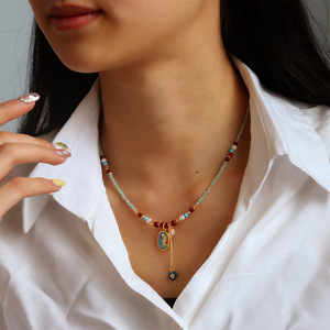 Nuevo collar de cuentas de estilo Retro chino para mujer de gama alta de lujo de latón colorido goteo de aceite Pony Luz de lujo de verano clavícula - Product Image 3