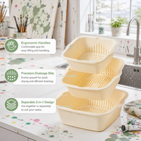 Évier et passoire de lavage de fruits et légumes Prudent, sécurisé pour les aliments, avec zone de robinet renforcée et motif unique