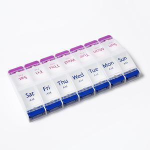 Boîte de rangement de pilules portable Uplus en gros, double rangée, bouton, rangement individuel des pilules, boîtes hebdomadaires <span class=keywords><strong>matin</strong></span> et <span class=keywords><strong>soir</strong></span> - Product Image 5