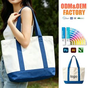 Sac fourre-tout en toile de coton personnalisé avec logo promotionnel, design tendance, fermeture à glissière, réutilisable - Product Image 3