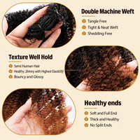 Maelove 7PCS T1B/30 #   Mèches de cheveux synthétiques mélangés pour tissage, extensions capillaires mixtes