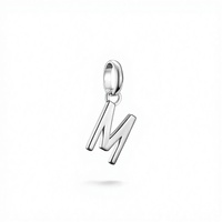 Vente en gros d'usine - Charme lettre M en argent sterling 925 - Pendentif minimaliste avec initiale - Fournitures de fabrication de bijoux DIY pour femmes