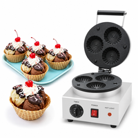 Machine à gaufres et cornets de crème glacée professionnelle, double face chauffante, pour cornets croustillants, en acier inoxydable, pour desserts