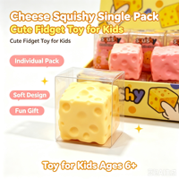Jouet Squishy Bloc de Fromage Mignon, Doux, à l'Huile de Coco et Vaseline, Anti-Stress, Jouet Sensoriel à Presser, Simulation Alimentaire, pour Fête d'Anniversaire d'Enfants