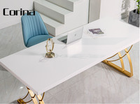 Bureau exécutif blanc moderne 60 "large or marbre acier gestionnaire hébergement bureau à domicile bureau