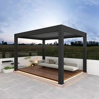 Pergola bioclimatique électrique intelligente et écologique - Toit à lames motorisé en aluminium thermolaqué sur mesure, imperméable, pour la nature
