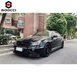 Kit per il corpo largo stile serie nera per Mercedes-Benz classe C <span class=keywords><strong>AMG</strong></span> W204 C63 parafanghi posteriori del <span class=keywords><strong>paraurti</strong></span> anteriore del motore minigonne laterali Spoiler - Product Image 4