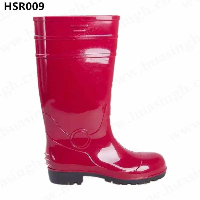 ZH, bottes de pluie imperméables à longue durée avec embout en acier de couleur rouge, chaussures de sécurité pour le minage en caoutchouc anti-perforation HSR009