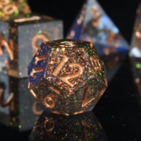 MINI PLANET Jeu de dés polyédriques en résine personnalisée de 7 pièces, fabriqué à la main, Dragon&Dungeon, jeu de société DND avec des bords tranchants