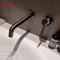 Robinet de lavabo encastré mural préinstallé pour lavabo à eau chaude et froide au design moderne