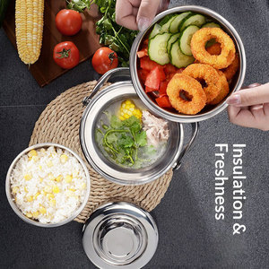 กล่องข้าวสแตนเลสสองชั้น เก็บความร้อน ความจุ <span class=keywords><strong>1</strong></span>-<span class=keywords><strong>3</strong></span> ลิตร ช่องใส่อาหารสองช่อง แบบสุญญากาศ พกพาสะดวก ทำความสะอาดง่าย เกรดสำหรับอาหาร - Product Image 6