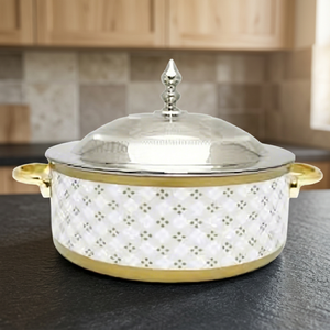 Casserole moderne de luxe en acier inoxydable, 24 cm de diamètre, avec couvercle et poignées en acier inoxydable, revêtement émaillé - Product Image 3