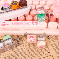 Porte-clés LED personnalisé amovible et connectable librement, en acrylique, motif patte de chat de dessin animé, boutons clicker anti-stress, étanche