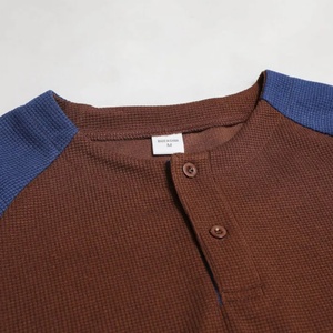 Wholesale Men's 100% Cotton Slim Fit Neck Long-Sleeved Raglan Sleeve T-<b>Shirt</b> Quick Dry Breathable <b>Waffle</b> Texture Customizable - Product Image 3