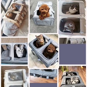 Sacs de transport <span class=keywords><strong>pour</strong></span> animaux de compagnie pliables, respirants, extensibles, personnalisés, <span class=keywords><strong>pour</strong></span> <span class=keywords><strong>voiture</strong></span>, voyage en avion, grande capacité - Product Image 3