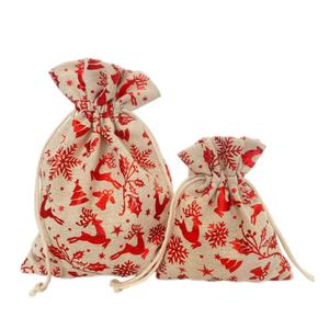 Bolsas de Algodón con Cordón y Estampado Personalizado, Bolsa de Embalaje Navideña con Logotipo Estampado en Caliente Personalizado - Product Image 2