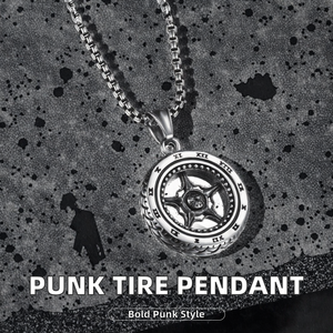 Pendentif Roue de Pneu Punk en Acier Inoxydable SS8-919P, Nouveau Modèle <span class=keywords><strong>2022</strong></span>, pour Hommes et Enfants, Style Hip-hop Audacieux, Luxe Léger Classique - Product Image 2