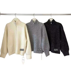 Casaco de outono e inverno estilo coreano com gola alta solta e textura granulada, um casaco de estilo descontraído com dupla camada. - Product Image 5