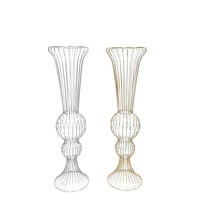 Support floral en métal doré ajouré, grand vase décoratif pour centre de table d'allée de mariage, idéal pour la décoration d'événements et de banquets.