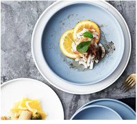 Ensemble de bols en céramique en porcelaine bleue et blanche nordique, simple et frais, plat à riz, plat à soupe, vaisselle pour hôtel, restaurant, cuisine