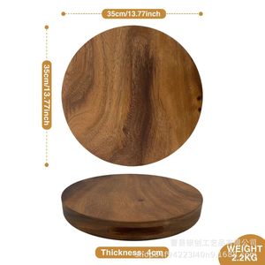 Tabla de cortar de madera maciza para cocina, redonda, de doble cara, para carne y alimentos cocinados - Product Image 4