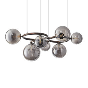 Glanzende Rook Grijze Lampenkap Moderne Glanzende Bal Vorm Woonkamer Kroonluchter Hoge Verlichting Beauty Restaurant Plafond - Product Image 5