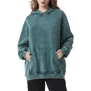 Sudadera Larga de Algodón para Mujer, Invierno 2025, Sin Bolsillos, Personalizada, Lisa, Lavada al Ácido, Desgastada, Bordada en la Parte Delantera, Transpirable, de Secado Rápido - Product Image 2