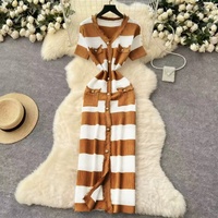 Robe en maille élégante et tendance à col en V, manches courtes, coupe ajustée, pour femme, idéale pour les fêtes, le bureau, la plage, les vacances, le quotidien, vente en gros