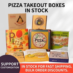 Caixa de Pizza de <span class=keywords><strong>8</strong></span>/10 Polegadas em Estoque, Caixa de Embalagem para Delivery Reforçada e Dobrável, Caixa de Papelão Isolada à Prova de Óleo - Product Image 2