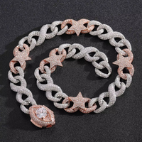 Cadena Cubana Unisex de Plata con Baño Bicolor, Joyería Cristiana Hip Hop Punk, Micro Pavé CZ, Ojo Infinito, Regalo para Fiesta