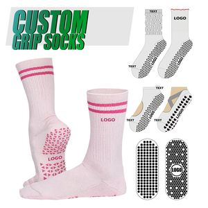 कस्टम लोगो ने ग्रिप मोजे कस्टम विरोधी पर्ची कपास चालक दल के भिगोने महिलाओं को मोजे वाली योग सॉक किया - Product Image 1