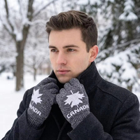 Gants en tricot jacquard acrylique/coton, chauds, compatibles écran tactile, gris chiné, hiver, confortables, pour femmes et hommes, sport, extérieur, usage quotidien