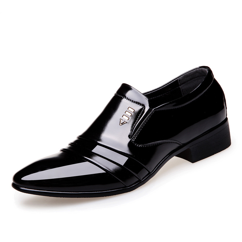 Pointed Pu Leather Formal Dress Shoes for Men - Slip-On Design, Waterproof,  Anti-Slip - Ideal for Office & Career Use