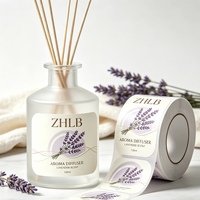 Rouleau d'étiquettes autocollantes personnalisées pour diffuseur de parfum, flacon pulvérisateur, pot cosmétique, autocollant avec logo privé