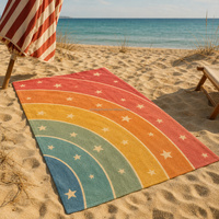 Serviette de plage en coton 100% à impression numérique personnalisée, motif arc-en-ciel, séchage rapide, prix direct usine, faible MOQ