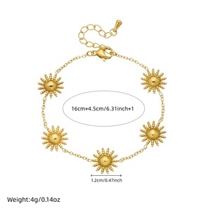 Sun Pattern Gold Plated Jewelry <b>Set</b> Necklace <b>Bracelet</b> Earrings For Women Everyday Wear - Product Image 4
