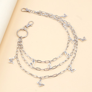 Chaîne de taille Yueli multi-couches avec pendentif cœur et papillon en alliage, chaîne de corps décontractée et tendance pour pantalon - Product Image 3