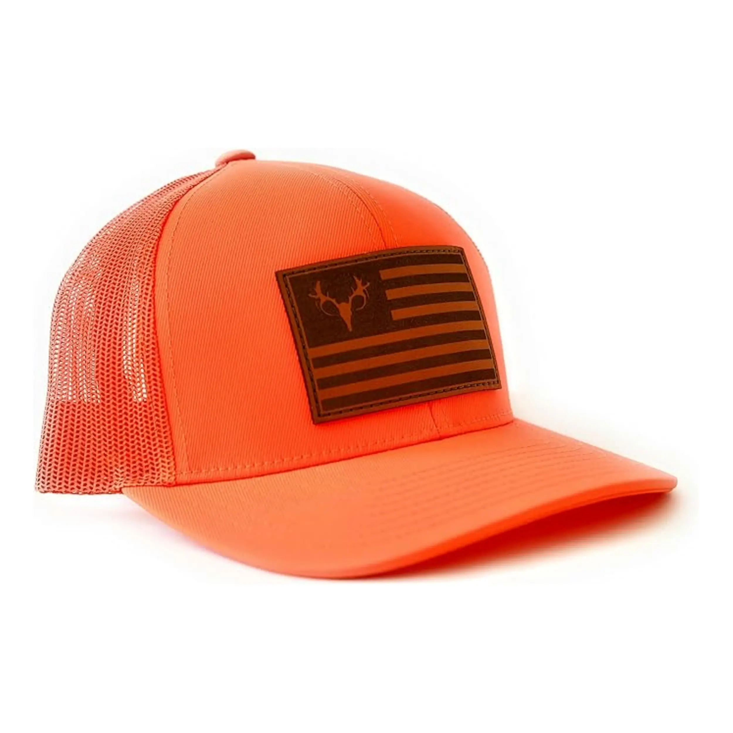 Custom Golf Hats Orange High Quality Baseball Trucker Hat Cap Custom Embroidery Logo Laser Cut Holes 6 Panel American Golf Caps