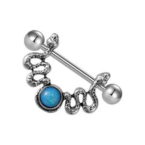 Piercing <span class=keywords><strong>de</strong></span> Pezón Tipo Serpiente, Barra Roscada Azul, Anillos para el Pecho, Joyería <span class=keywords><strong>de</strong></span> Acero Inoxidable para Piercing Corporal - Product Image 3