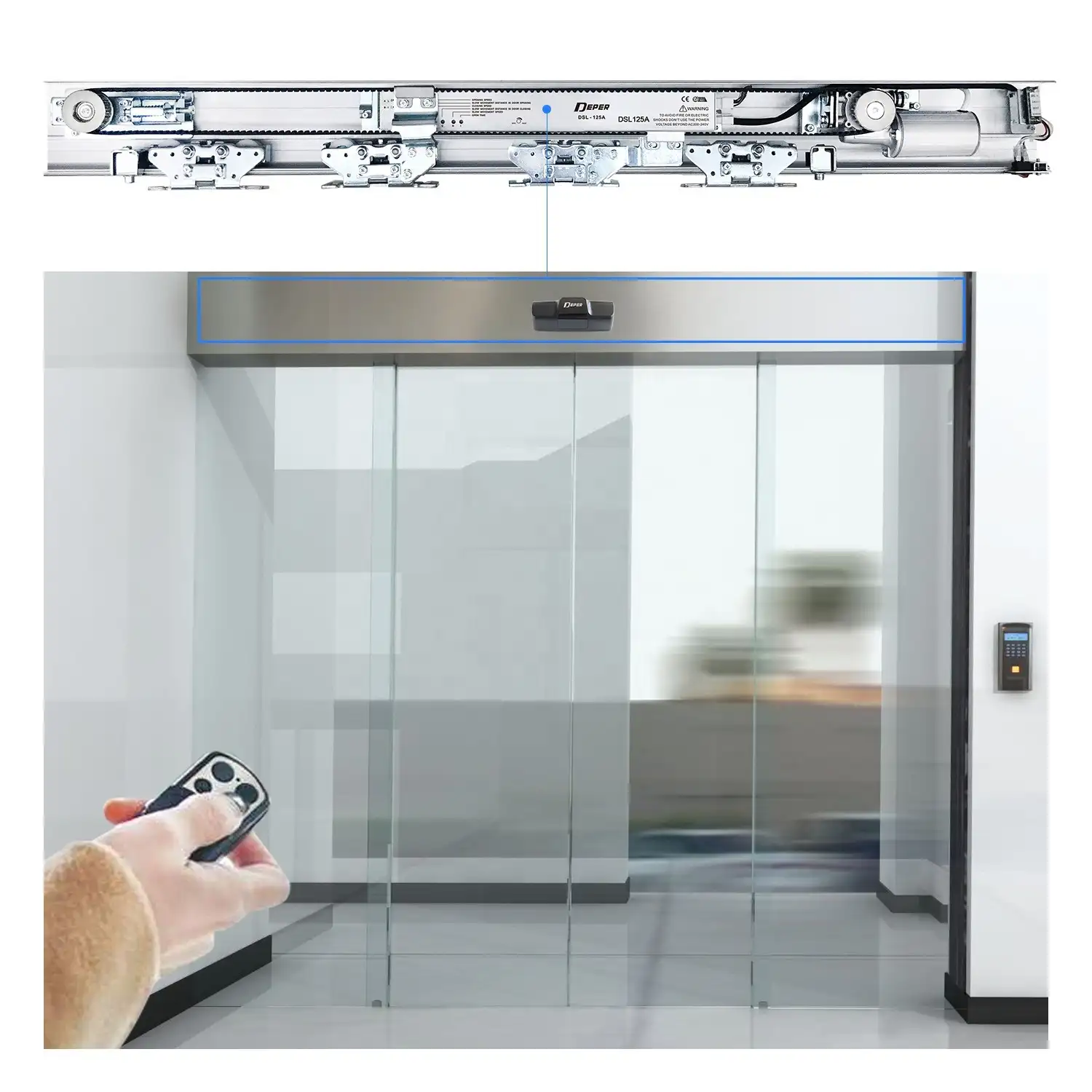 Sistema automático de automação, sensor de entrada, porta de vidro deslizante automática