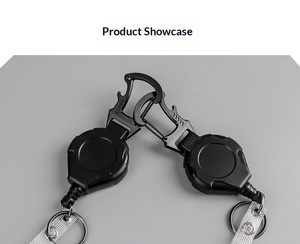 พวงกุญแจแบบยืดหดได้ คาราไบเนอร์แบบหนา ที่ใส่บัตรแบบยุทธวิธี สายคล้องคอแบบม้วนเก็บได้ พร้อมที่ใส่บัตร  สำหรับปีนเขา - Product Image 2