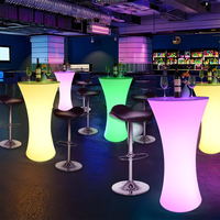 Table de cocktail LED rechargeable moderne, lumineuse et changeante de couleur, pour bars, discothèques et centres commerciaux