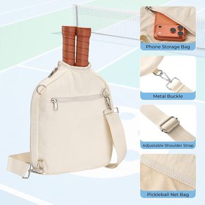 Housse de raquette de pickleball unisexe, sac bandoulière en nylon avec fermeture éclair et sangle réglable pour 2 raquettes - Product Image 3