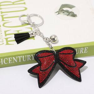 Moda franela <span class=keywords><strong>Cristal</strong></span> Diamantes <span class=keywords><strong>de</strong></span> imitación arco llaveros arco borla llavero alegría arco llavero regalo brillo para niñas Bling llaveros - Product Image 3