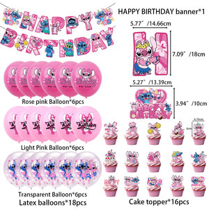 Venta caliente Pink Stitch <span class=keywords><strong>Lilo</strong></span> personaje de dibujos animados papel Banner bandera taza pastel <span class=keywords><strong>Topper</strong></span> juegos de globos de látex para fiesta de feliz cumpleaños - Product Image 3