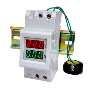 Rail Type Voltage Current Meter Digital Multimeter Voltmeter Ammeter AC80-300V Voltage Tester 0-99.9A Amp Meter with Transformer