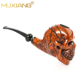 MUXIANG Wood Smoking Pipe Skull Carved Freestyle Design 3mm Filter Tobacco Pipe Men's Accessory - Product Image 2