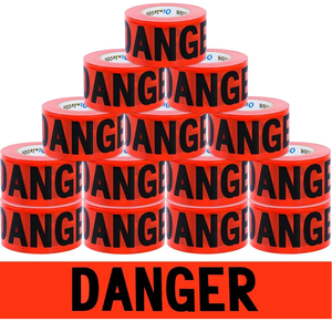Đỏ nguy hiểm băng 12 gói 3 inch x 1000 feet Halloween trang trí <span class=keywords><strong>PE</strong></span> Chất liệu nước kích hoạt dính áp lực dính - Product Image 1