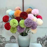 Fleur artificielle chrysanthème à trois têtes, pissenlit acanthosphere unique, fleur de mariage, décoration pour la maison et le salon, fausse fleur